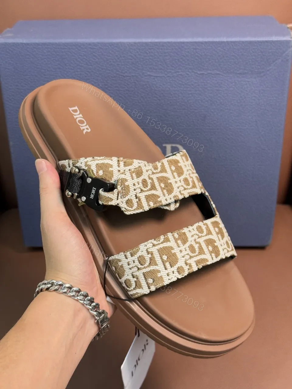 View 3 of Monogram Sandals with Signature Pattern, Adjustable Comfort, Sandal