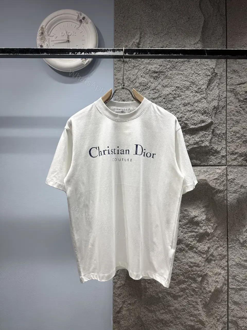 White Cotton Crewneck Tee - Subtle Designer Crest, Everyday Luxury — view 1