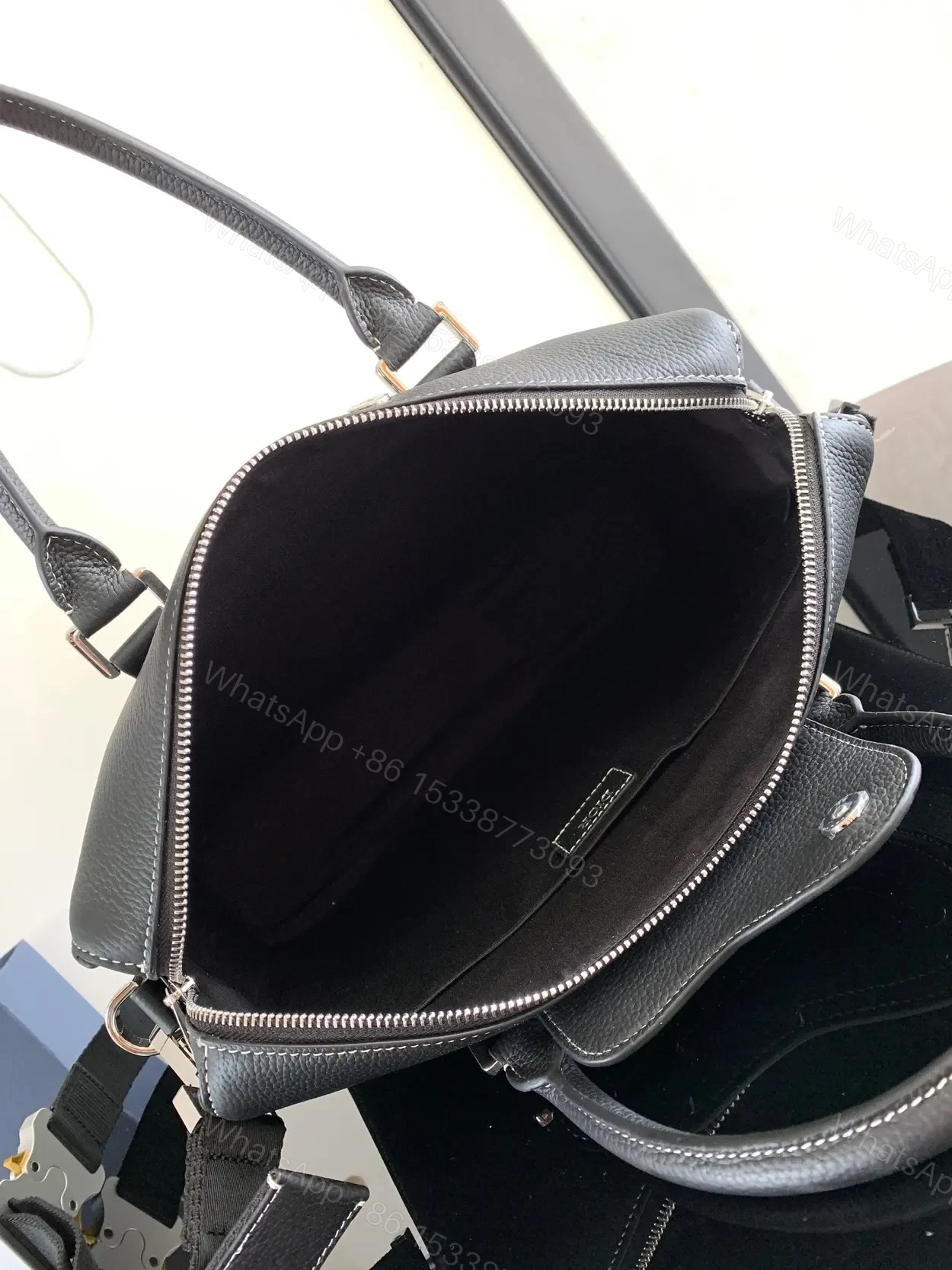 View 3 of Dior Lingot Briefcase in black grained calfskin leather