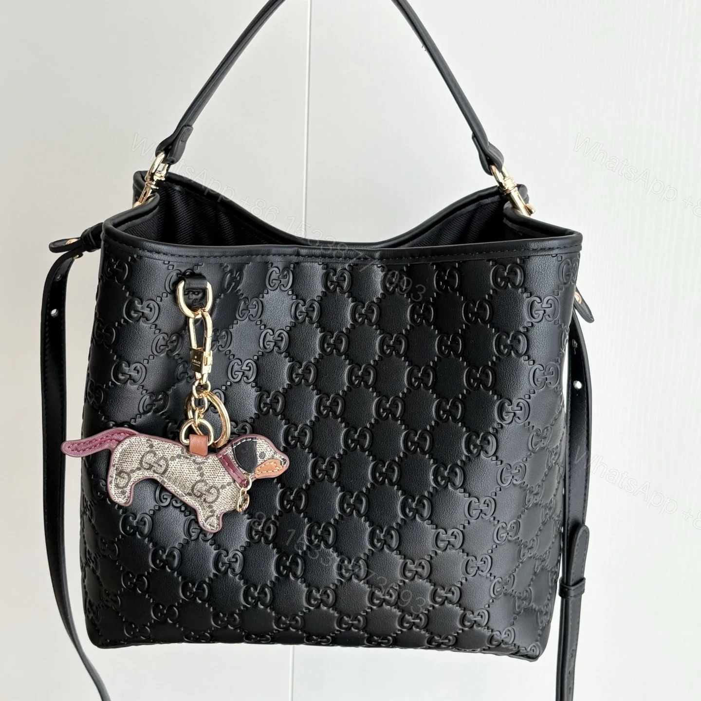 View 7 of Gucci GG Emblem Small Bucket Bag Black 25Cm