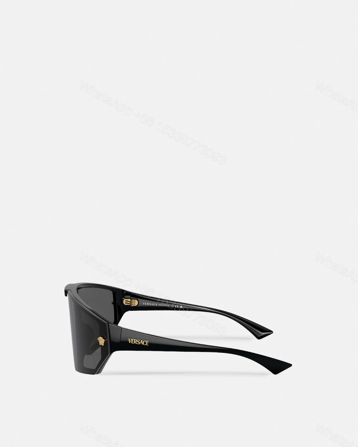 View 3 of Versace Medusa Horizon Black-Gold Oversized Sunglasses