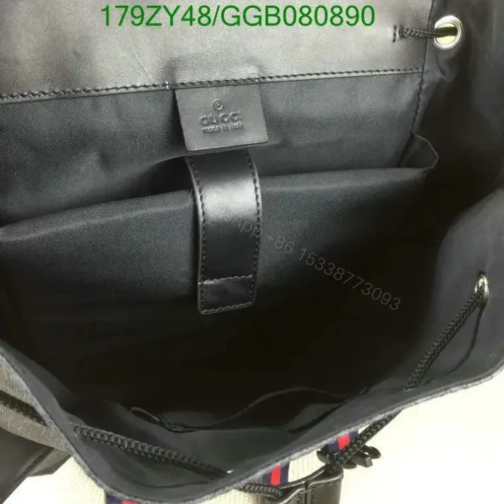 View 6 of Gucci GG Supreme Black Canvas & Leather Backpack GGB0808905 1:1