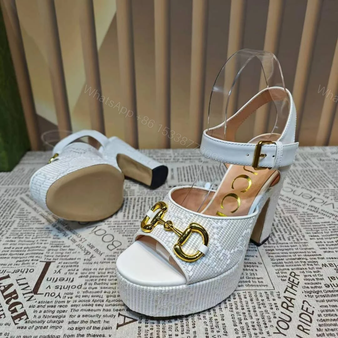 View 10 of GUCCI HORSEBIT PLATFORM SANDAL GG EMBELLISHED ‎WHITE