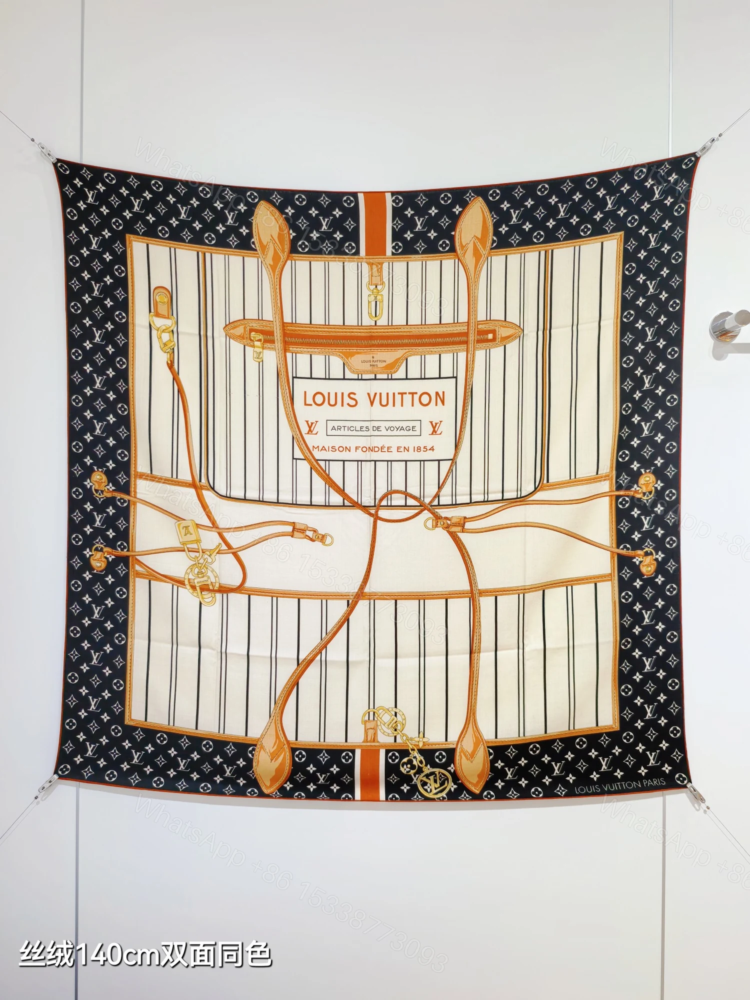LV 原單絲巾 140CM Monogram旅行主題印花方巾 — view 1