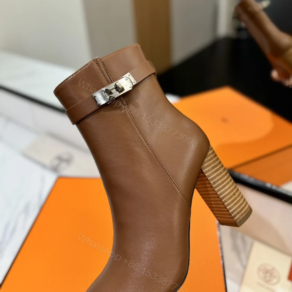View 7 of 高仿Hermes*H202257ZA3小牛皮高踭短靴棕色8.5CM免檢版