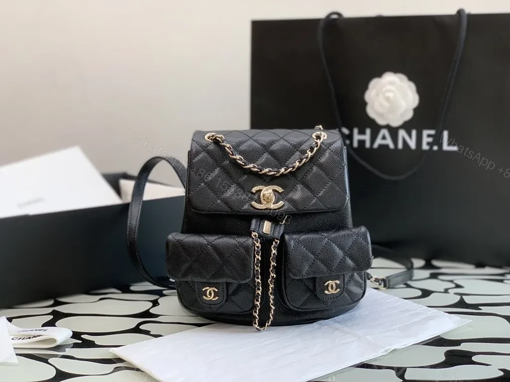 Black Leather Quilted Mini Backpack - Chanel-Inspired Luxe — view 4