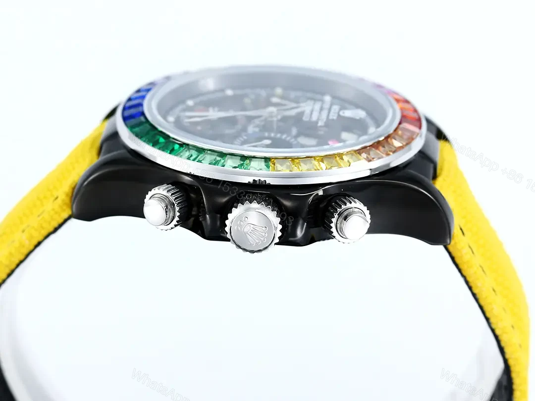 View 6 of Rolex Daytona Rainbow Skeleton Yellow Strap replica 40MM Rubber Strap Edition RG-DAYTONA-RAINBOW-SKELETON-YELLOW-STRAP-40