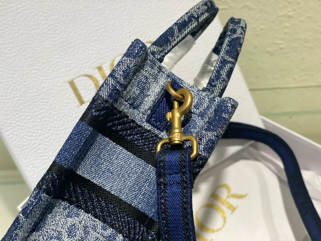 View 8 of Compact Denim-Inspired Crossbody with Dior Pattern and Straps