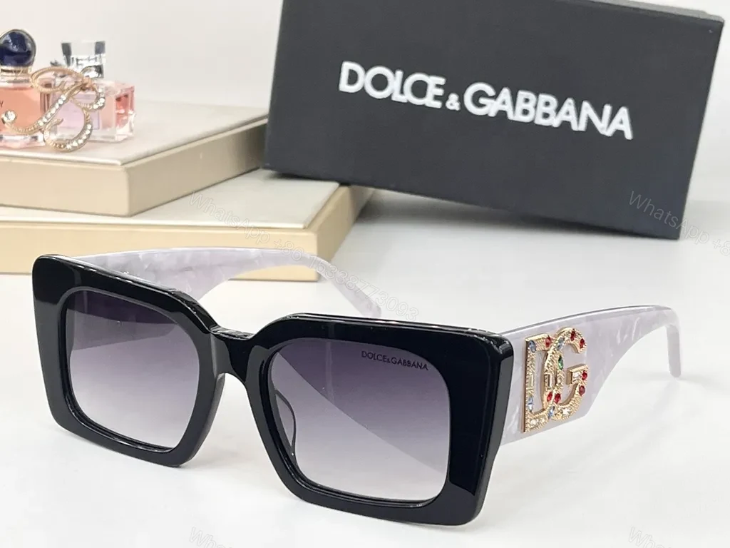 View 8 of Bold Black Square Sunglasses â€“ Crystal DG Emblem â€“ Luxury Statement