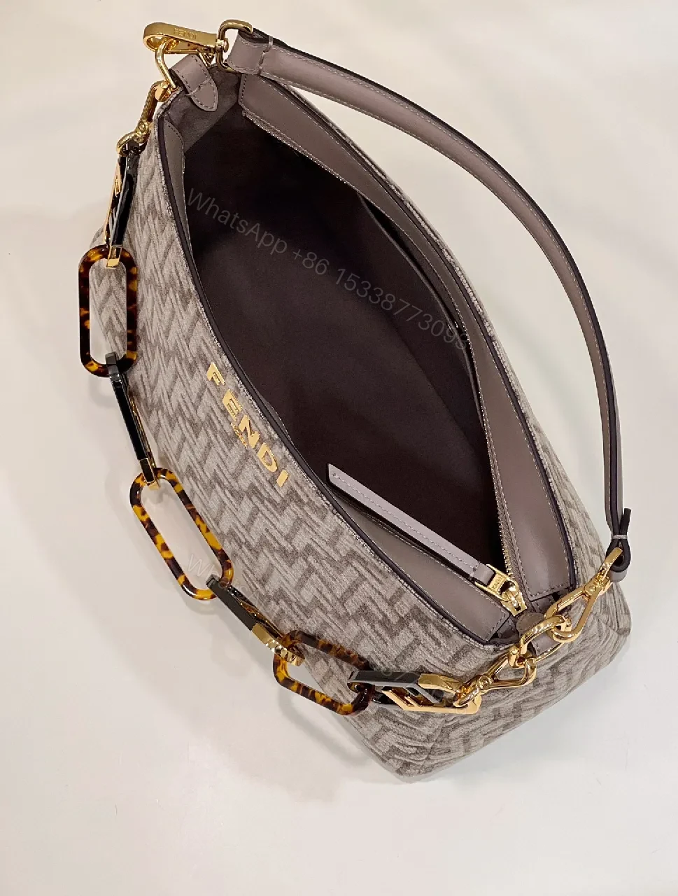View 7 of Monogram Canvas Shoulder Bag with Dual Strap Detail