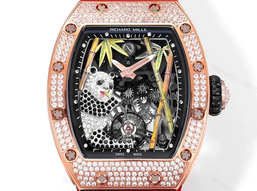 View 6 of Richard Mille RM26-01 Panda Tourbillon Watch Diamond Set 18K White Gold Panda Bamboo Art Dial Mechanical Luxury Edition RM26-01-PND-WGA