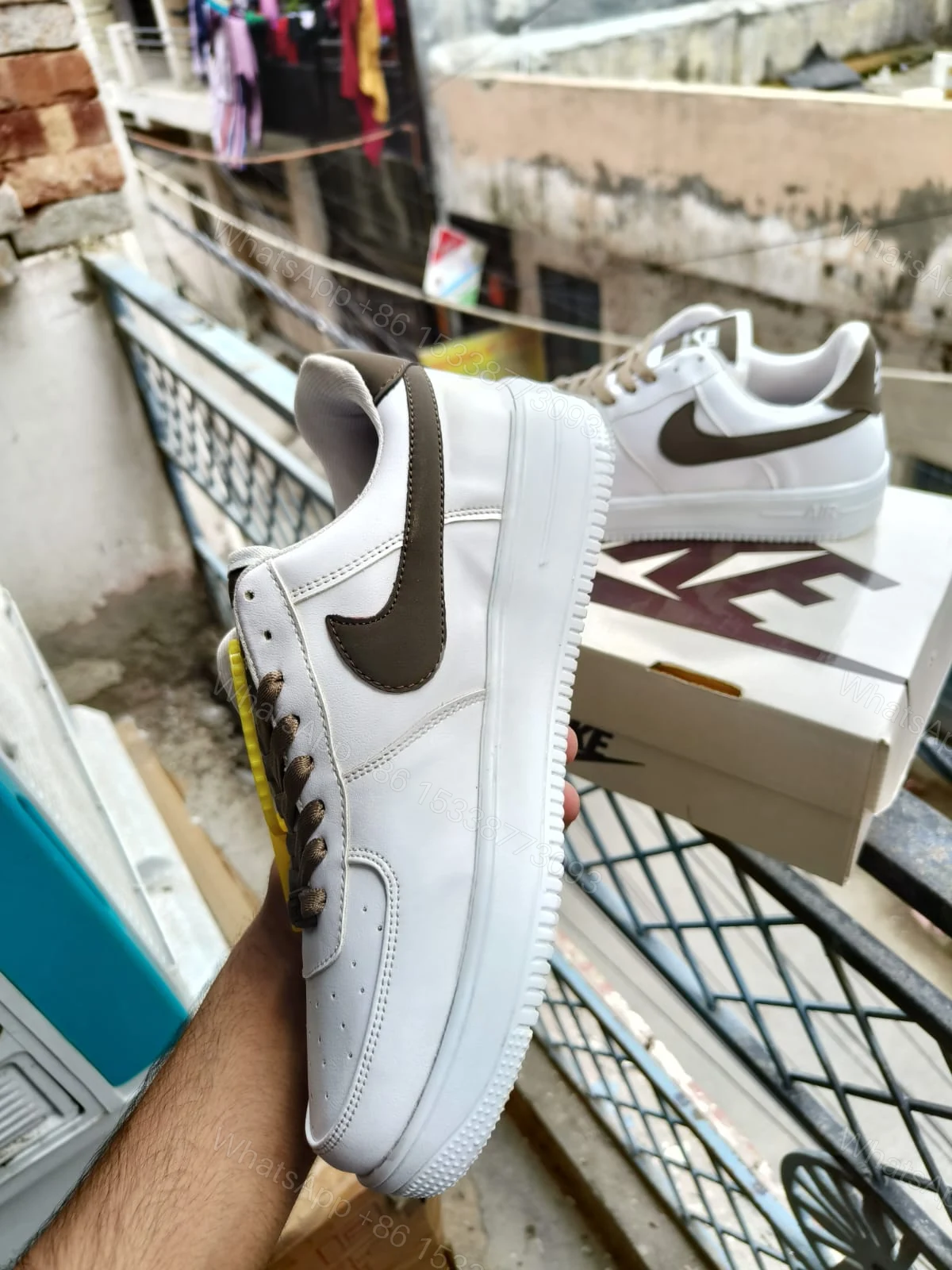 View 7 of BUY FIRST COPY NIKE AF1 BROWN TOP QUALITY SNEAKERS