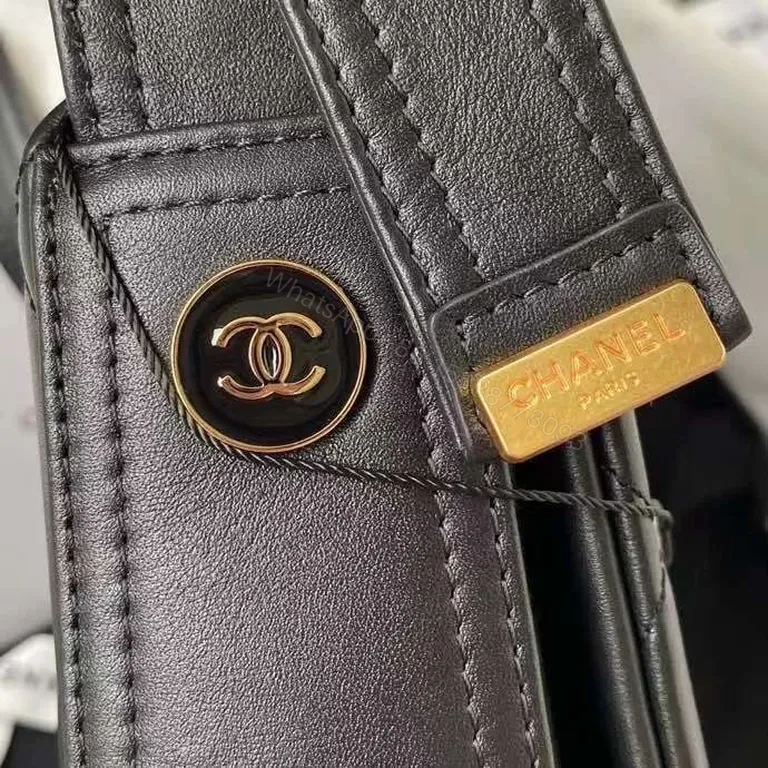 View 3 of Black Quilted Leather Bag, Gold Chain, Luxury, Iconic Hardware Bag