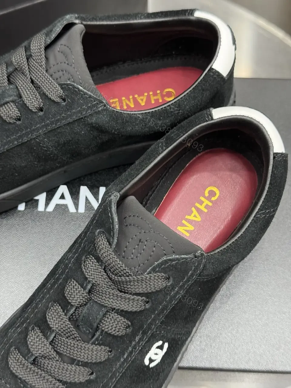 View 3 of Black Suede casual sneakers with Chanel logo (CH) product type: Shoes