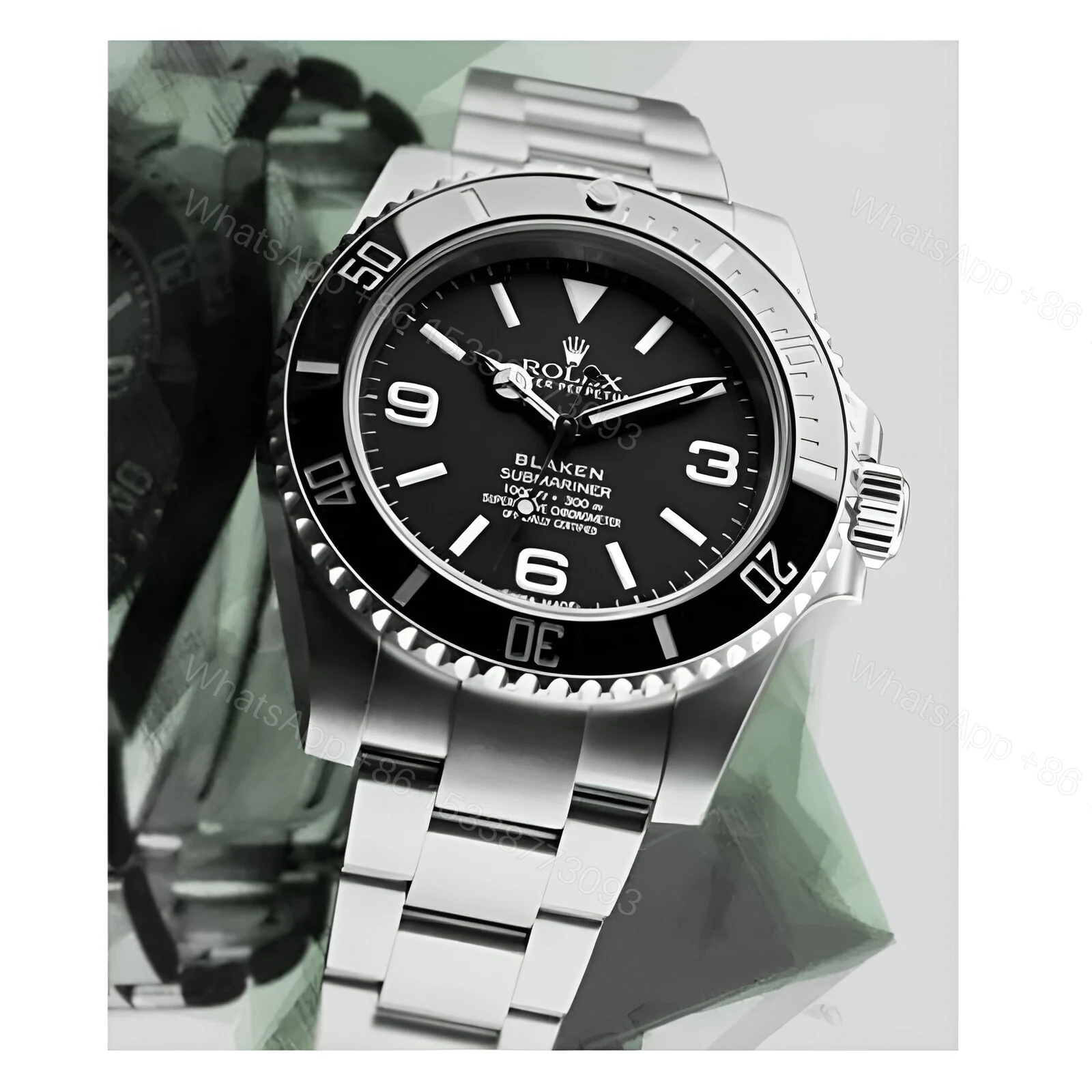 View 2 of Rolex Submariner 6190 Blaken Black Dial Replica