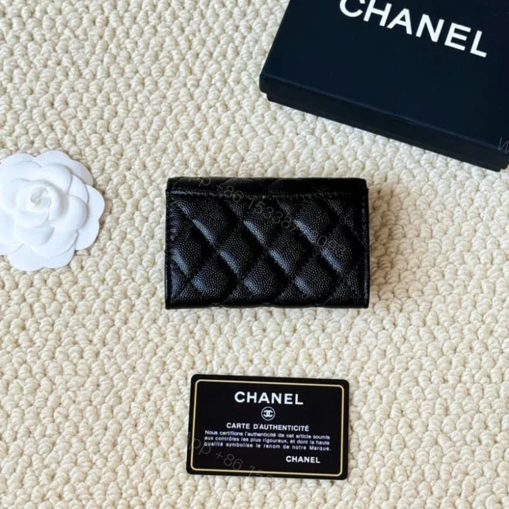 View 5 of Chanel Classic Card Holder Grain Black With Silver Hardware 11Cm AP0214 Y01588 C3906
