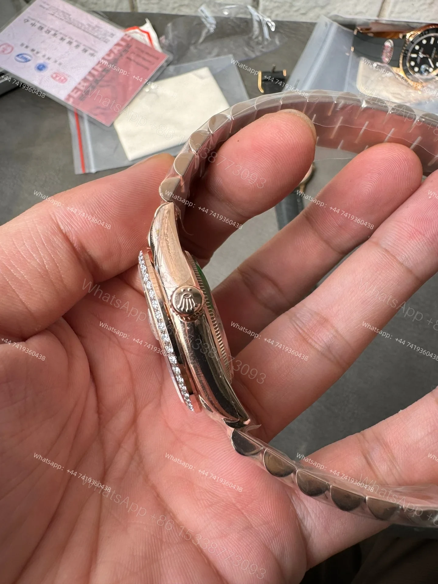 View 7 of Rolex Day-Date M128235-0039 1:1 Replica Moissanite Rainbow Diamond Dial 36MM 3255 Movement Presidential Bracelet Super Clone Watch