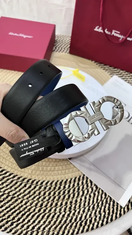 Gancini Belt - Black Calfskin, Polished Silver Buckle, Luxury Versatile Belt — view 1
