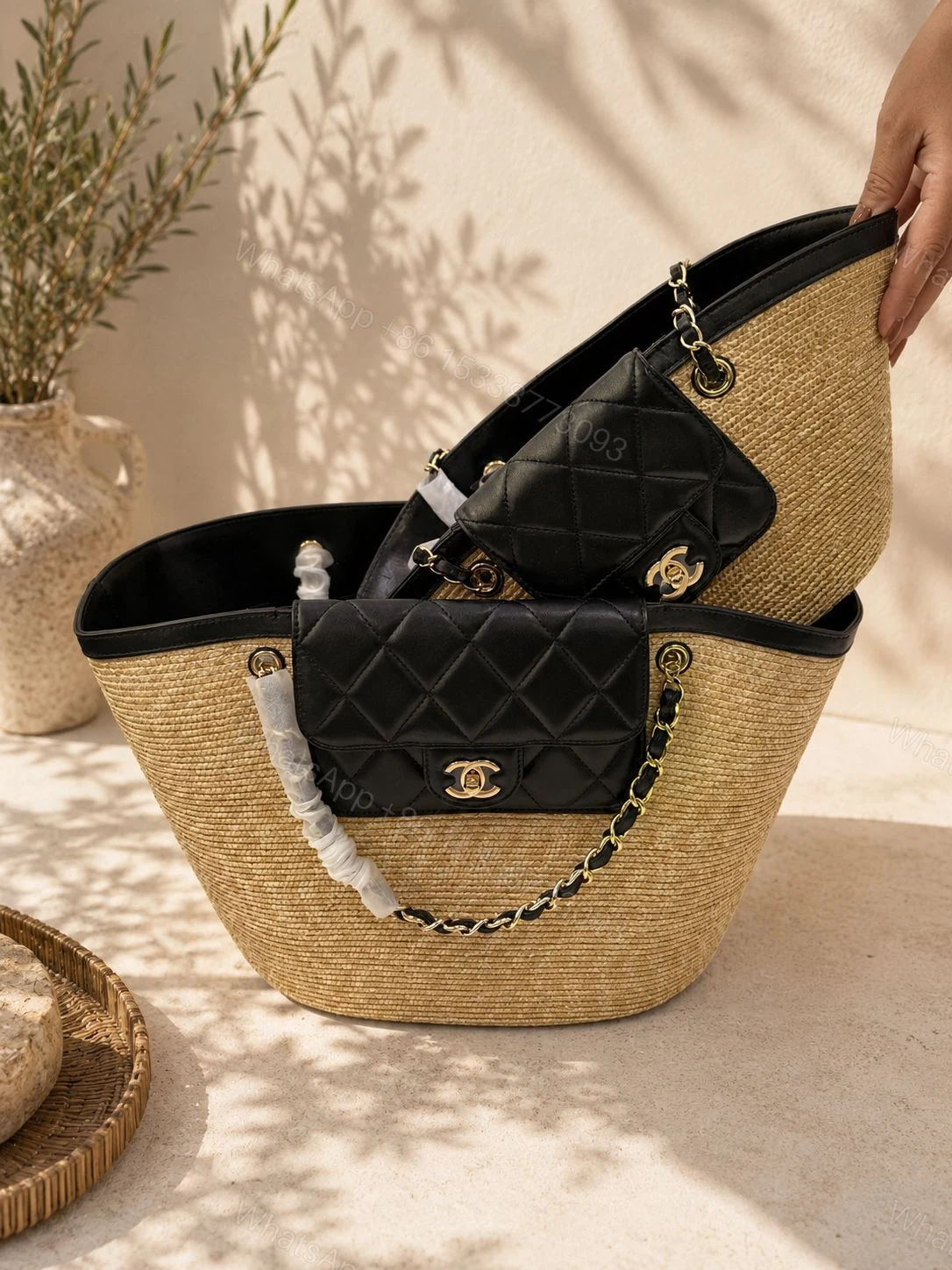 View 2 of Chanel Straw Tote Bag Replica