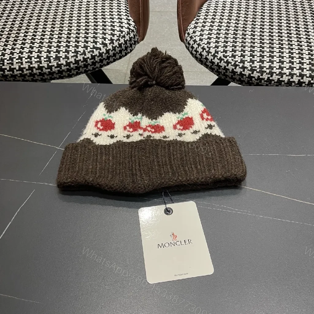 View 9 of Cozy Wool-Blend Pom Beanie with Crest Patch
