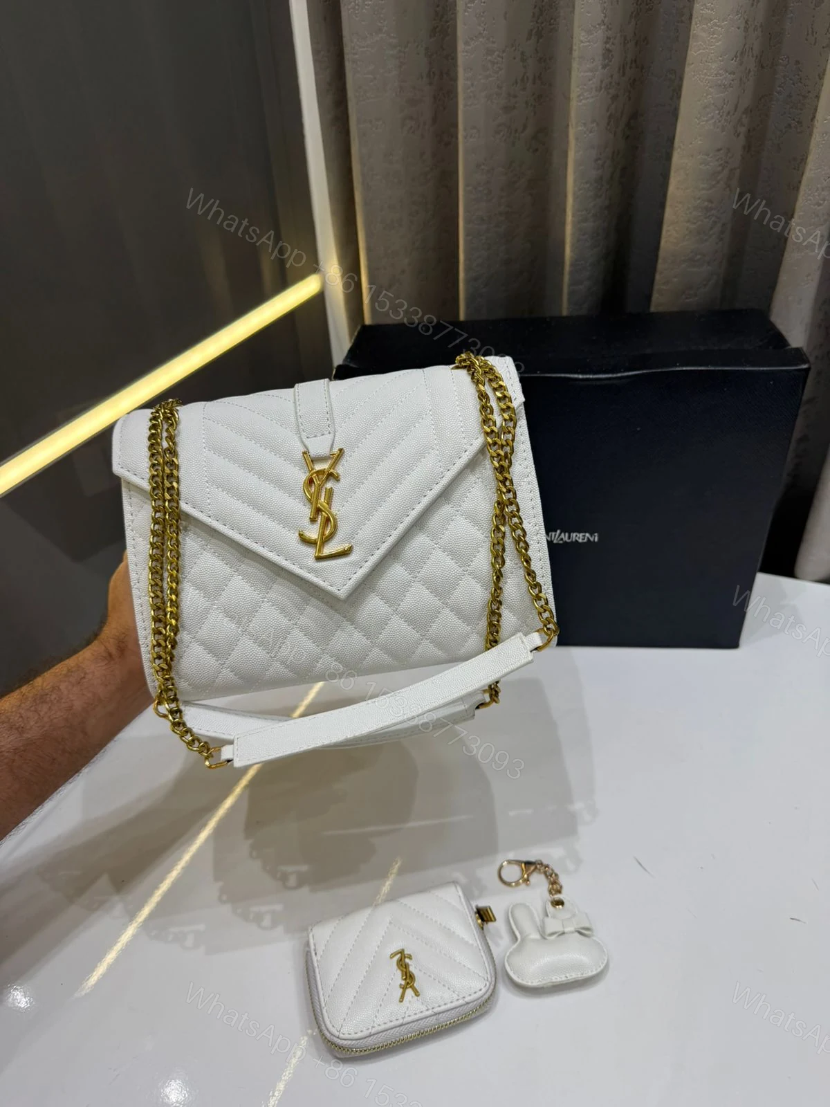 View 2 of FIRST COPY YSL SAINT LAURENT WHITE BAG