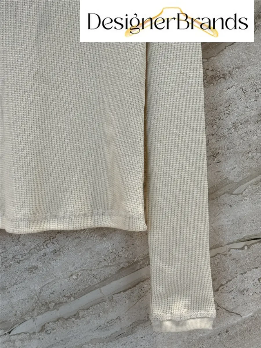 View 7 of Miu Miu Beige Waffle-Knit Cotton Long-Sleeve T-Shirt