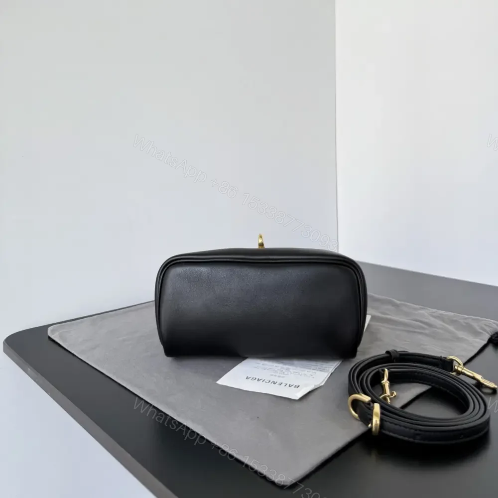 View 4 of 高仿Balenciaga*Rodeo系列V1000小牛皮盒子包黑色金扣免檢版
