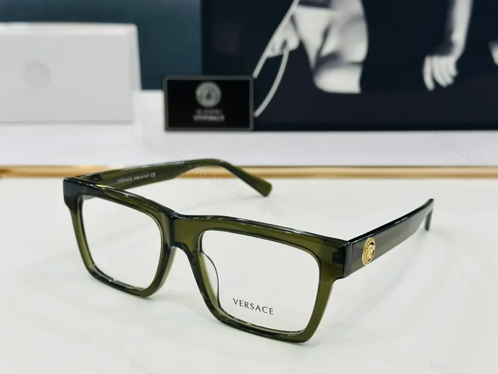 View 2 of Bold Black Versace-Inspired Acetate Eyewear with Gold Emblem