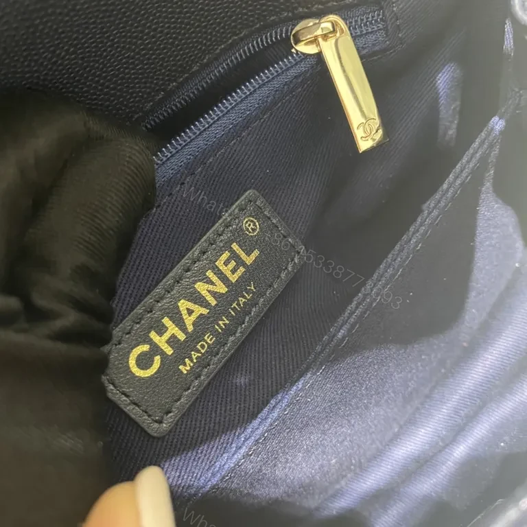 View 6 of Navy Quilted Bag with Gold Chain - Luxe Chanel-Inspired Tote