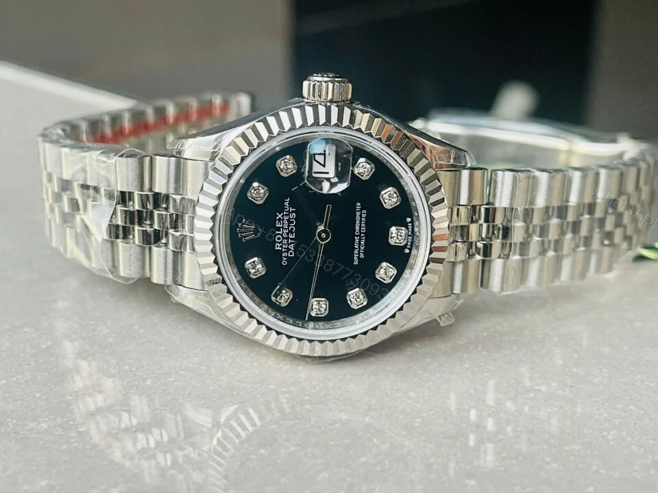 View 4 of Rolex Datejust 28mm 904L SS Black Dial Diamond markers