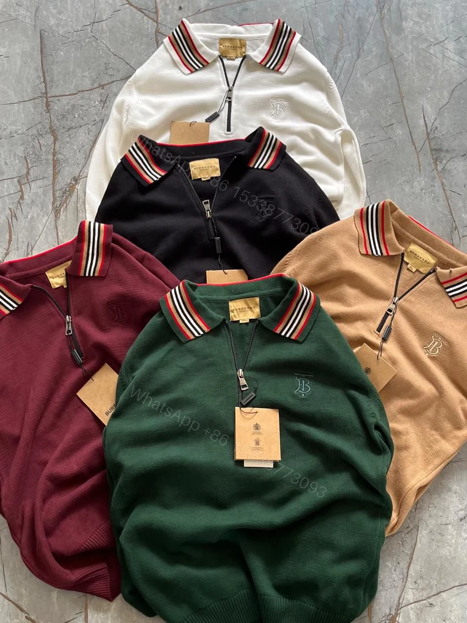 View 6 of FIRST COPY BURBERRY EXCLUSIVE HALF ZIP KNITTED SWEATERS