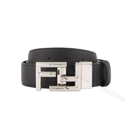 View 6 of FENDI’S BLACK LEATHER BELT WITH FENDI SILOUIS VUITTONER BUCKLE 40MM