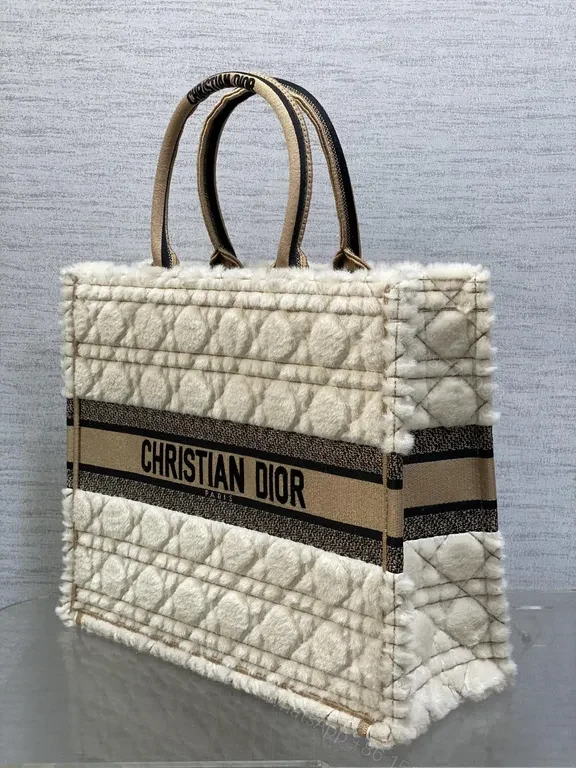 View 7 of Cream BouclÃ© Cannage Tote - Couture Texture, Dior Signature