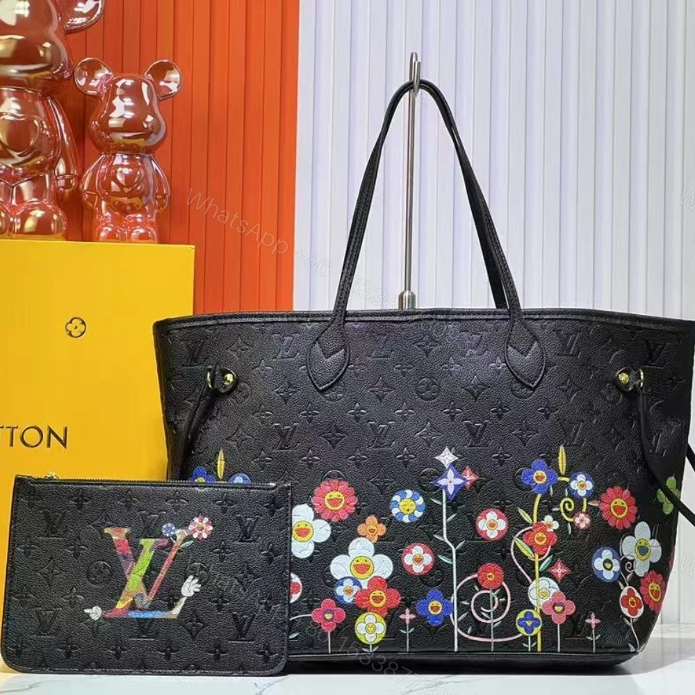 View 2 of Louis Vuitton X Takashi Murakami Superflat Neverfull MM Black 31Cm M13675