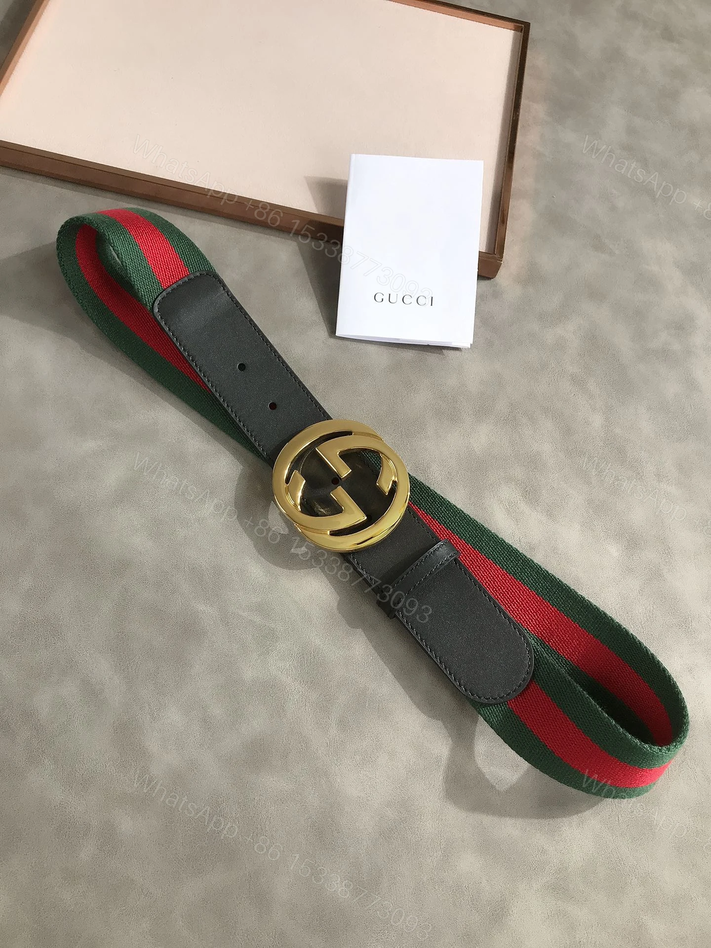 View 3 of GUCCI’S WEB BELT WITH G BUCKLE GREEN 4CM