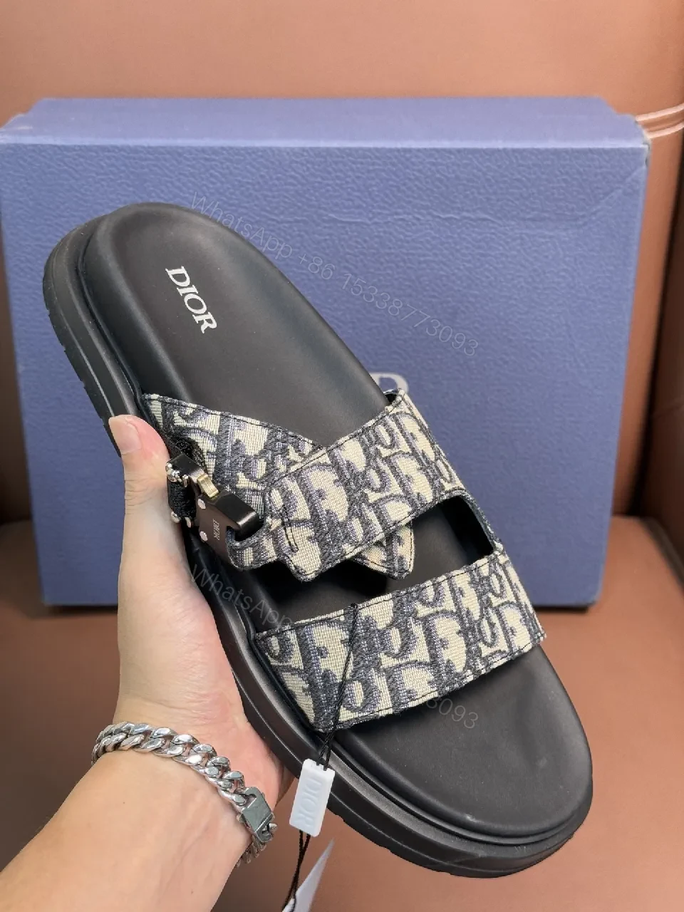 View 5 of Patterned Luxury Slides with Signature Monogram Comfort