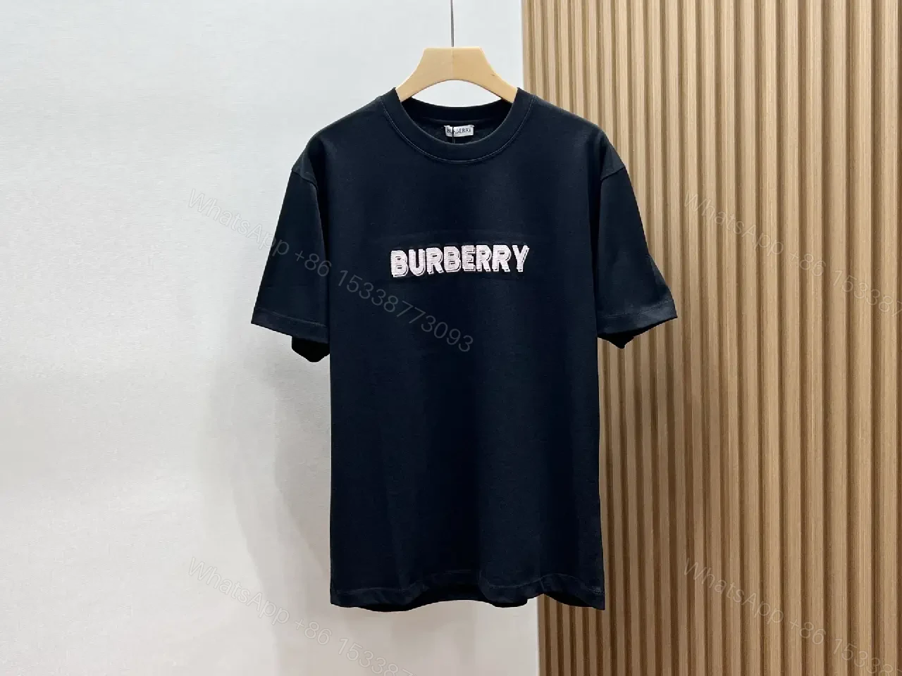 View 3 of Olive Cotton Oversized Burberry Logo Tee Short-Sleeve Shirt