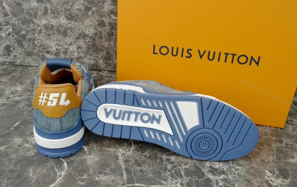 View 9 of Denim Luxe LV High-Top Trainer with Signature Monogram Details