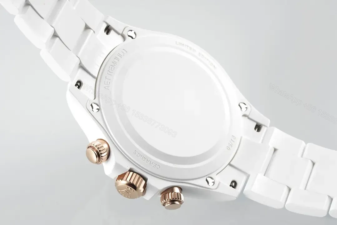 View 9 of Premium Rolex Daytona Pink Ceramic replica 40MM White Ceramic Bracelet Edition RG-DAYTONA-PINK-CERAMIC-WHITE-BRACELET-40
