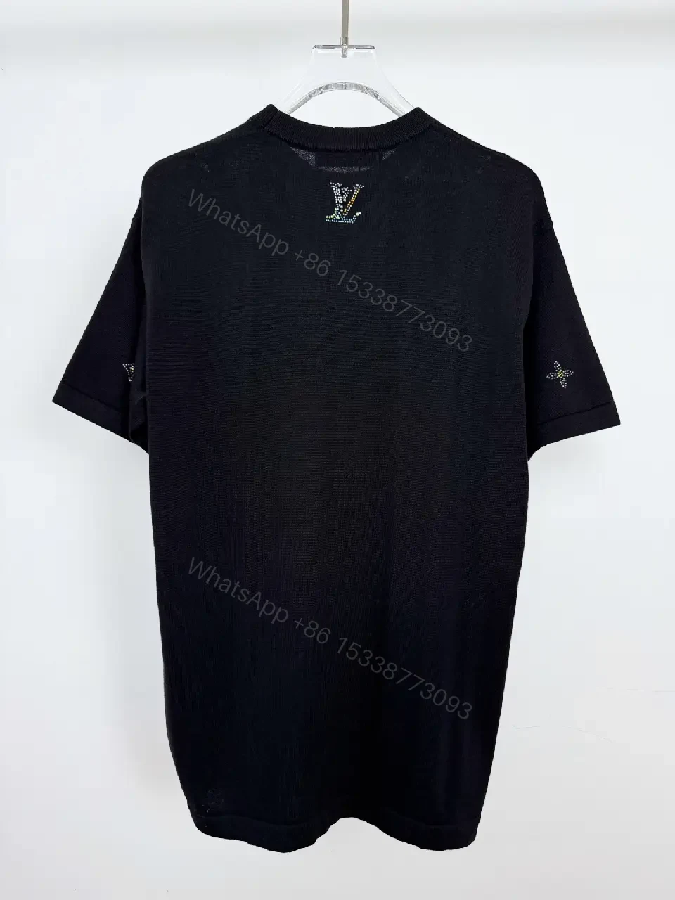 View 4 of Black Knit + Luxe Embellished + Modern Short-Sleeve + Signature Motifs + Knit Top