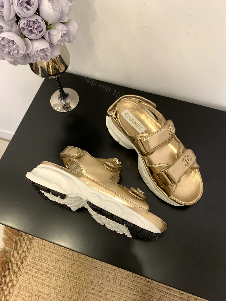 Gold Metallic Slip-On Sneakers with Chunky Sole, Luxe Comfort — view 1