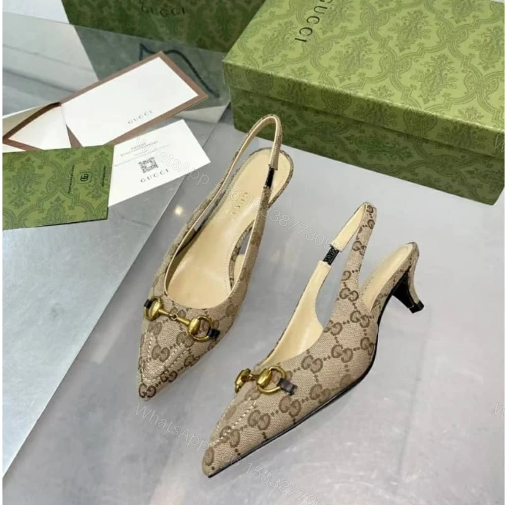 View 3 of Gucci Women’S GG Canvas Slingback Pump Beige And Ebony Original GG Canvas 782627 2HK80 9763