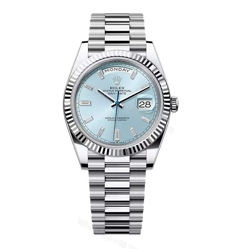 Superclone Rolex Day-Date Ice Blue Diamond Dial 128236-0009 36 mm — view 1