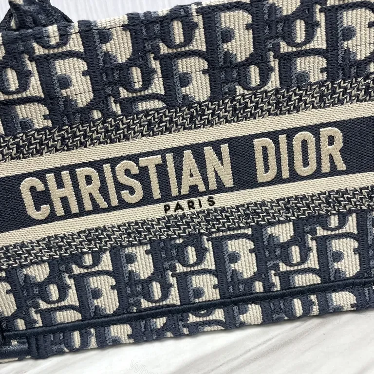 View 2 of Navy Dior Monogram Tote: Elegant Jacquard, Versatile Style