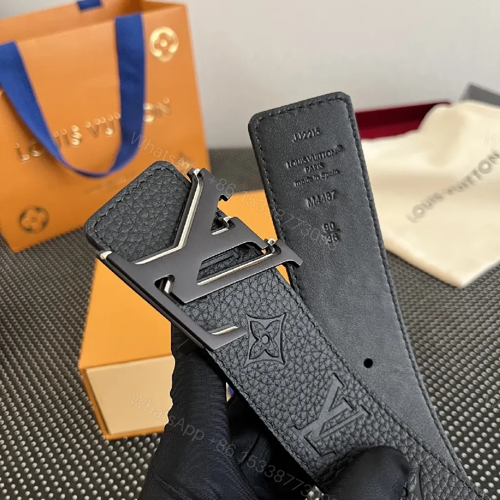 View 3 of Black Leather Belt – Minimalist Style with Signature Buckle