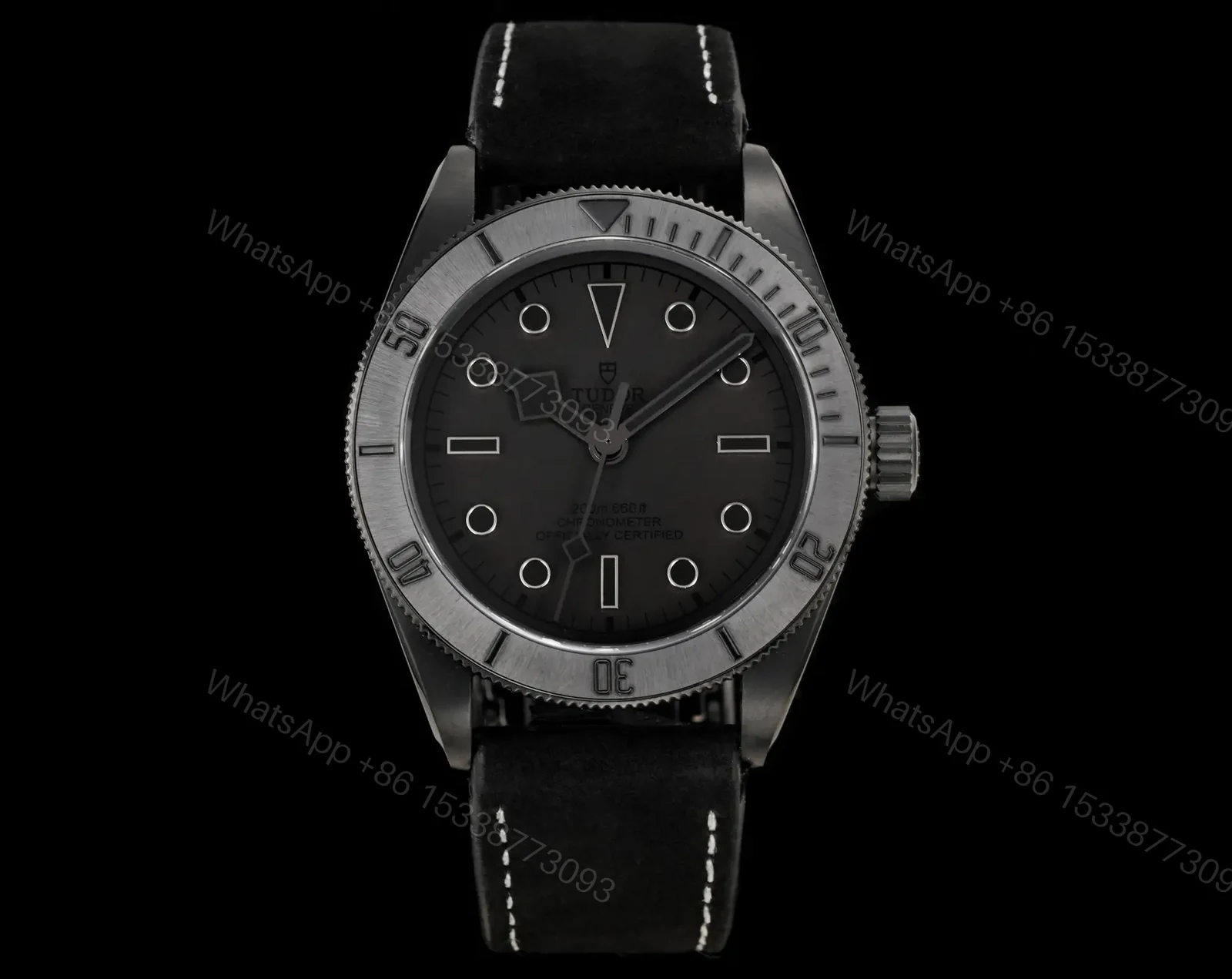 Tudor Black Warrior Watch Matte Black Leather Strap Ultimate 41MM TUDOR-WARRIOR-41-MBK-BLK-LEATHER — view 1