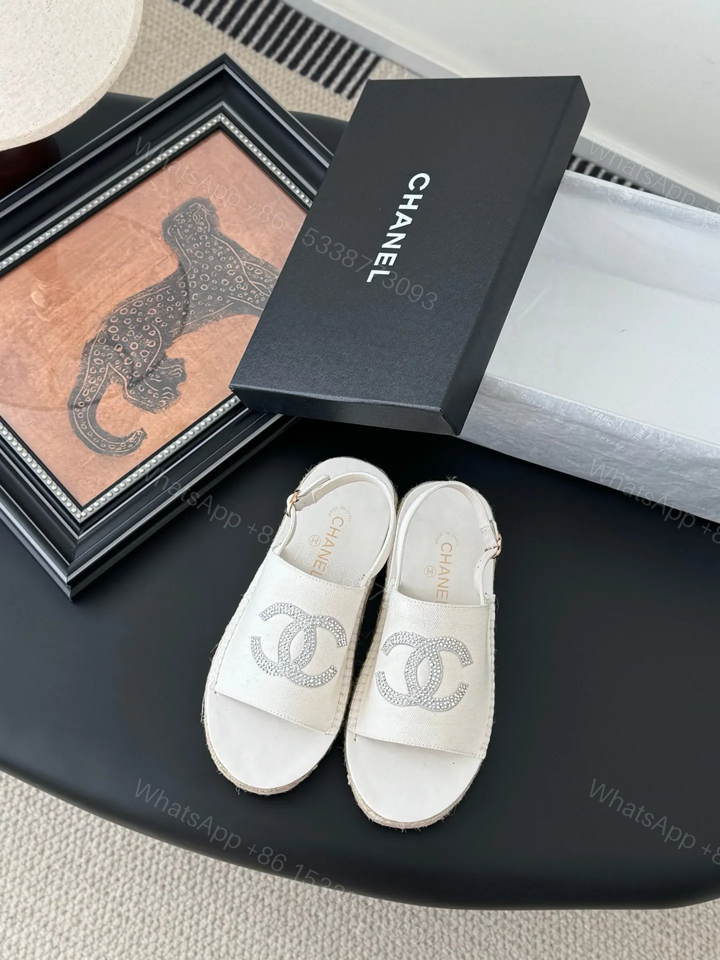 Chanel Women White Canvas Espadrille Sandals — view 1