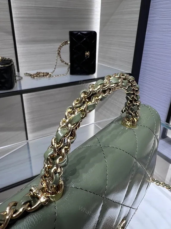 View 8 of Chanel-Inspired Quilted Mini Satchel with Chain Strap