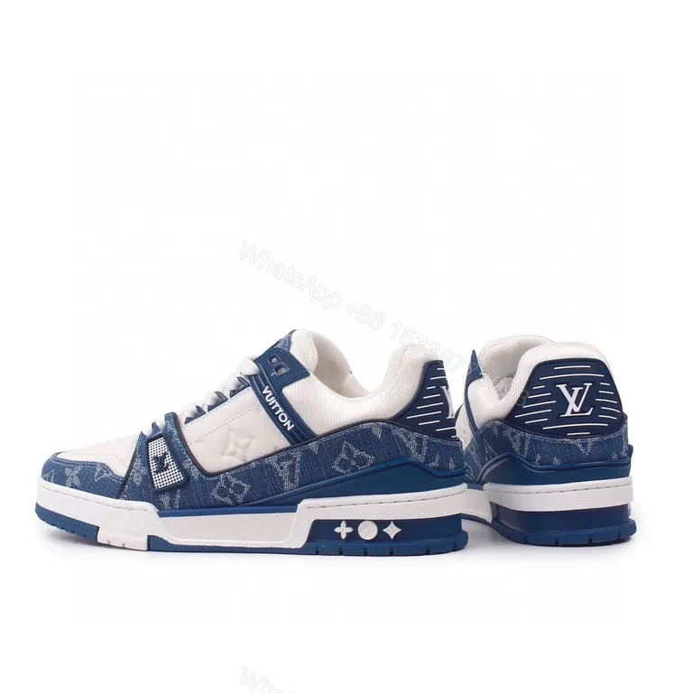 View 2 of Denim Monogram Luxe High-Top Sneakers with LV Accents