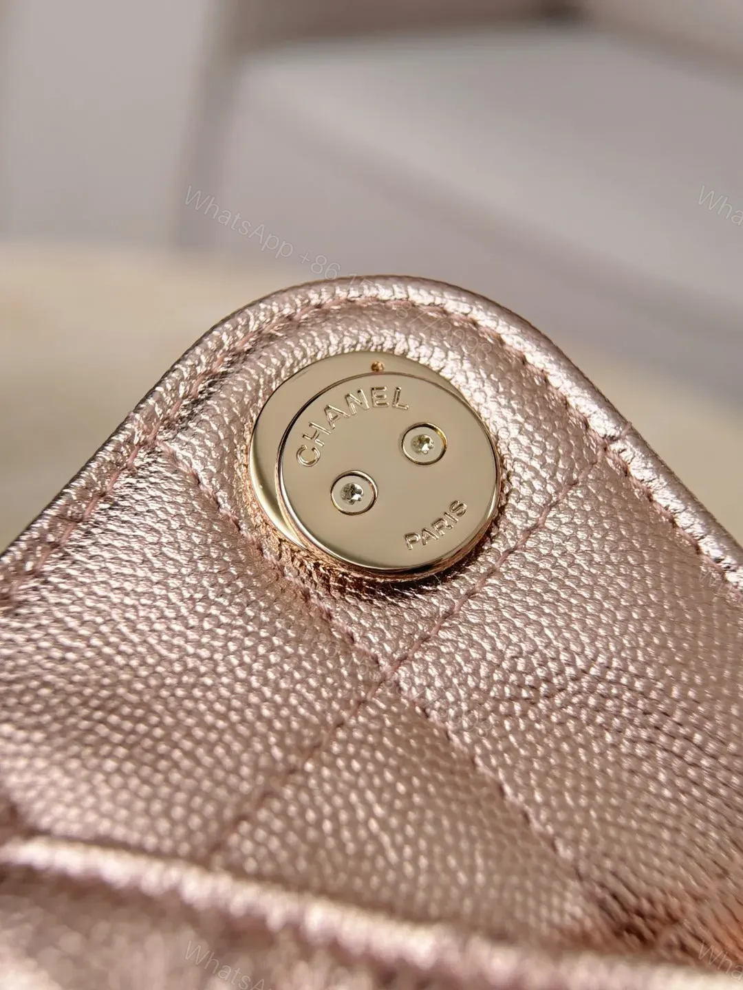 View 9 of CHANEL 25 Bag Mini Rose Gold Caviar Leather